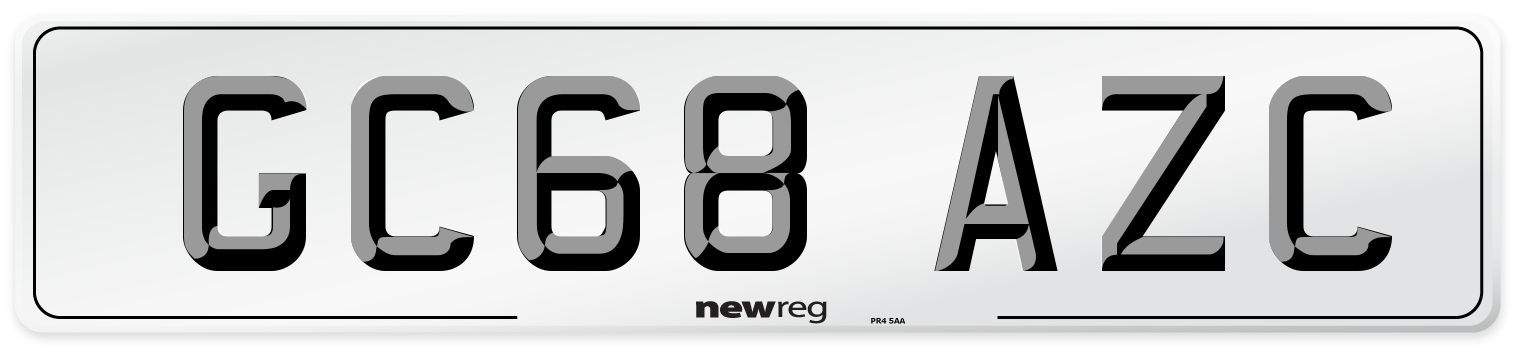 GC68 AZC Number Plate from New Reg